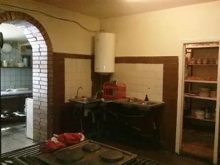 Кухонний простір із плитою, витяжкою та робочою поверхнею