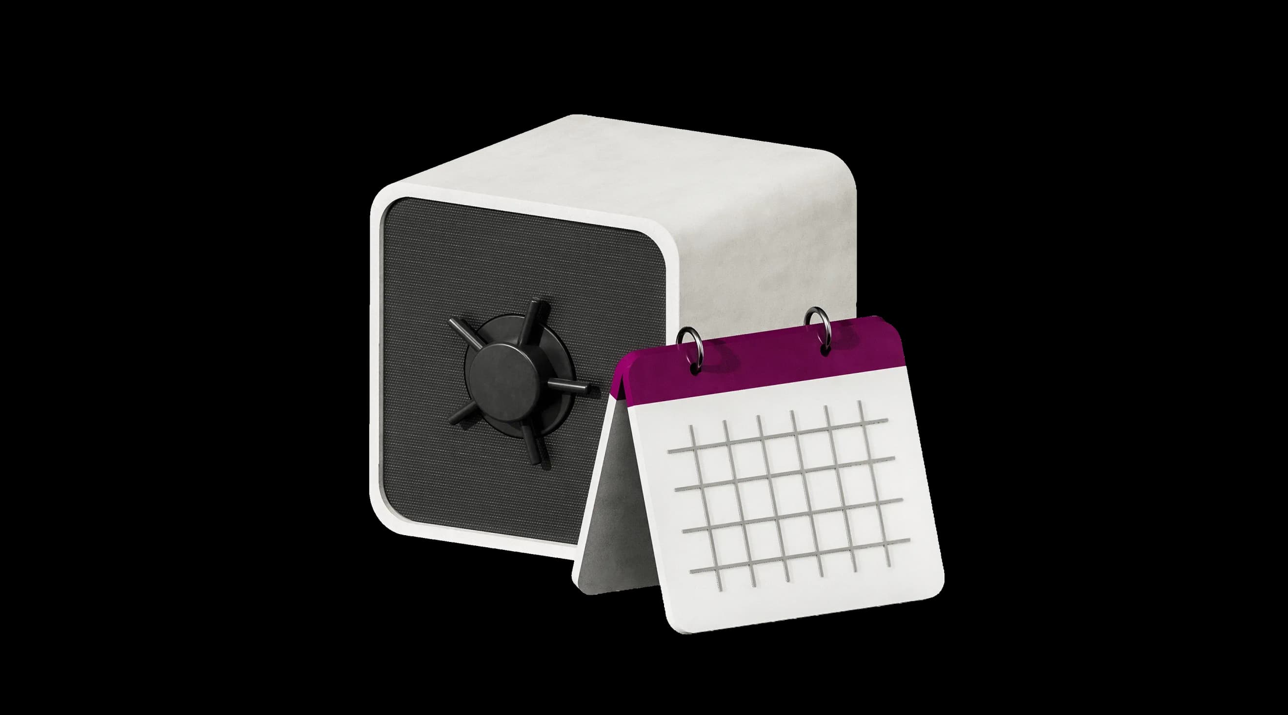 Сейф поруч із настільним календарем