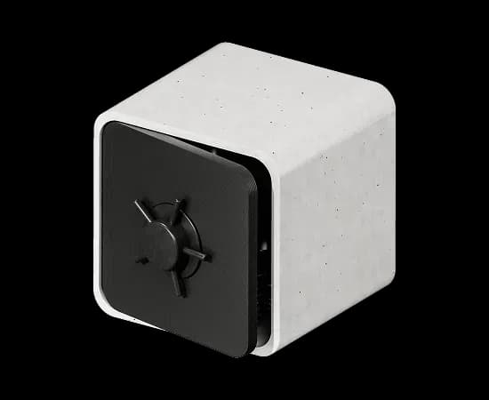 Бетонний сейф із чорною дверцятю та кодовим замком