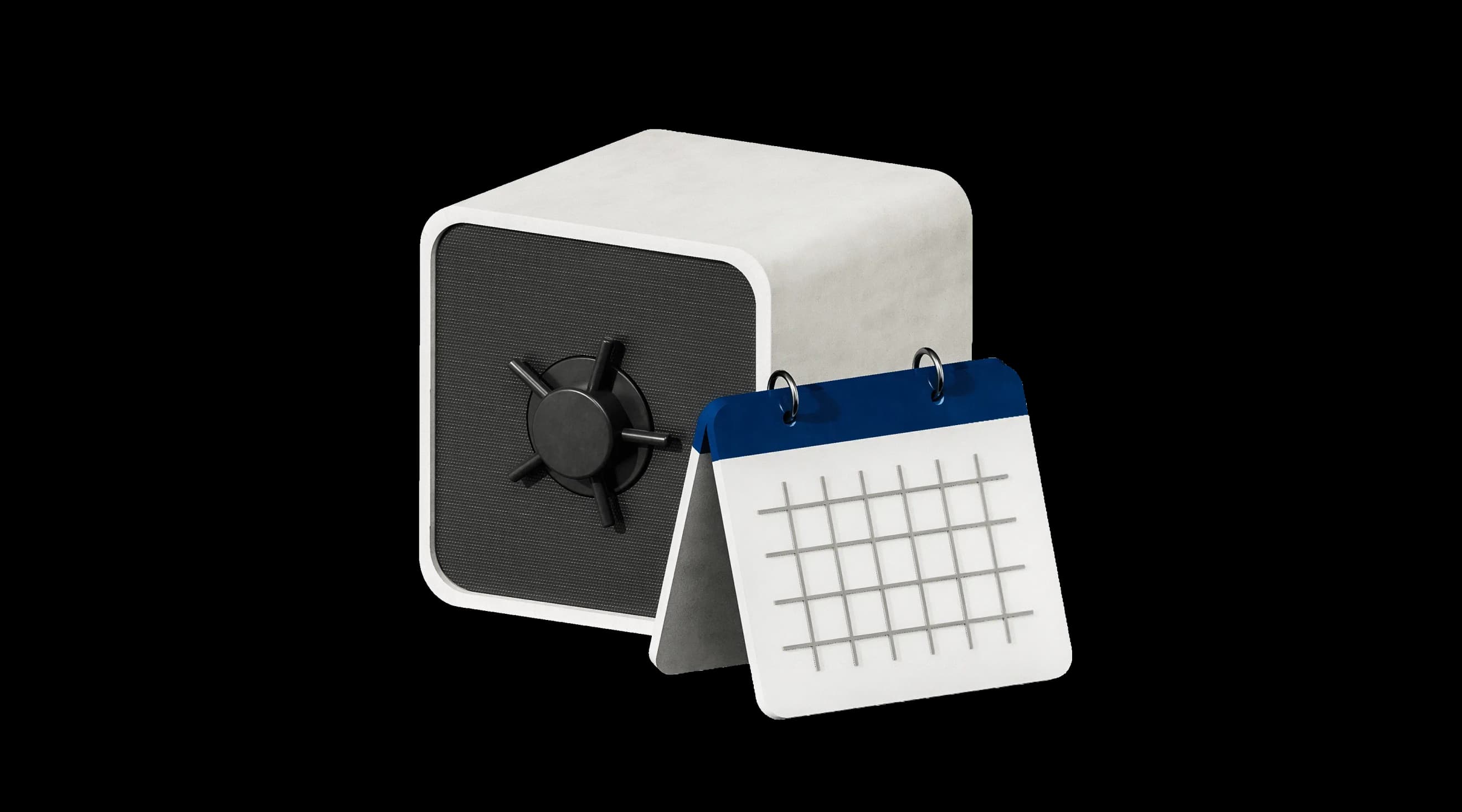 Сейф поруч із настільним календарем