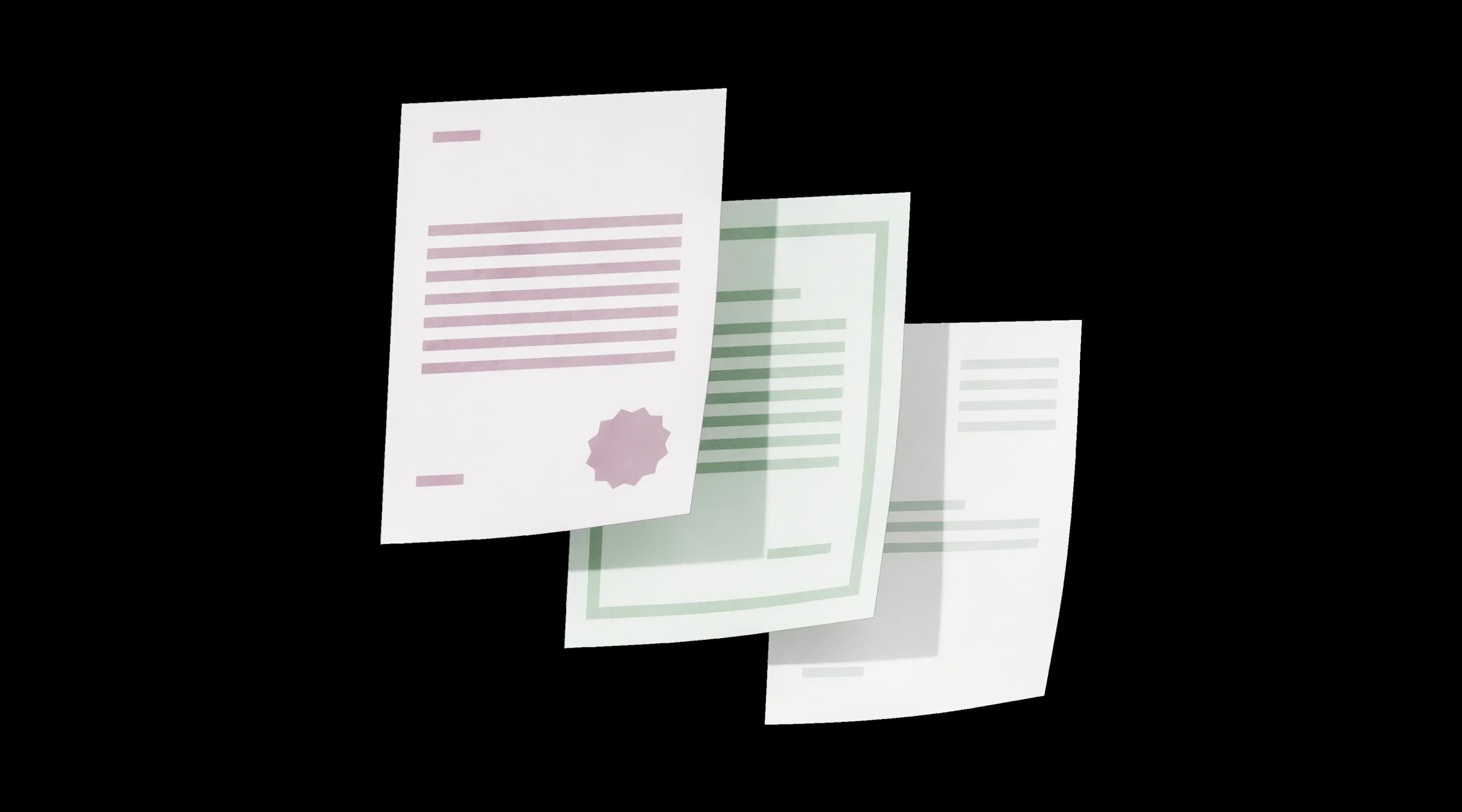 Кілька аркушів документів із різними форматами та полями, розташованих у ряд