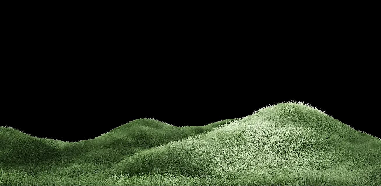 Зелені хвилясті пагорби, вкриті густою травою на світлому тлі