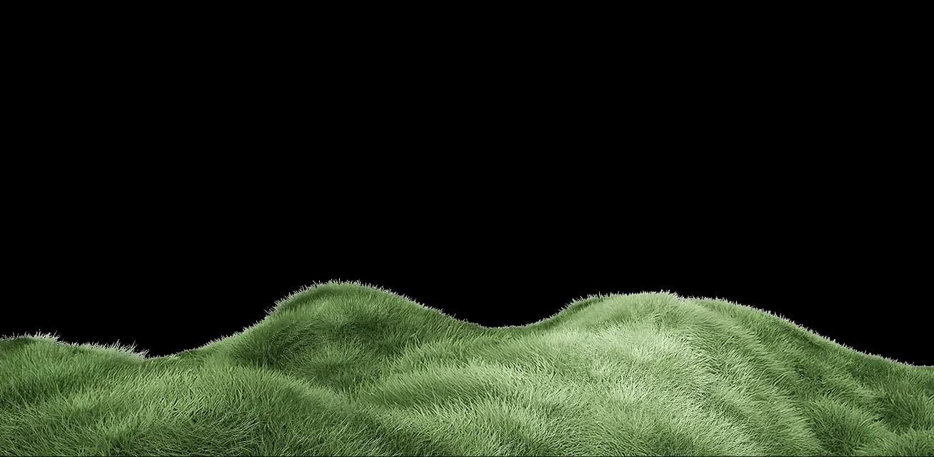 Хвилясті пагорби з густою зеленою травою на білому тлі