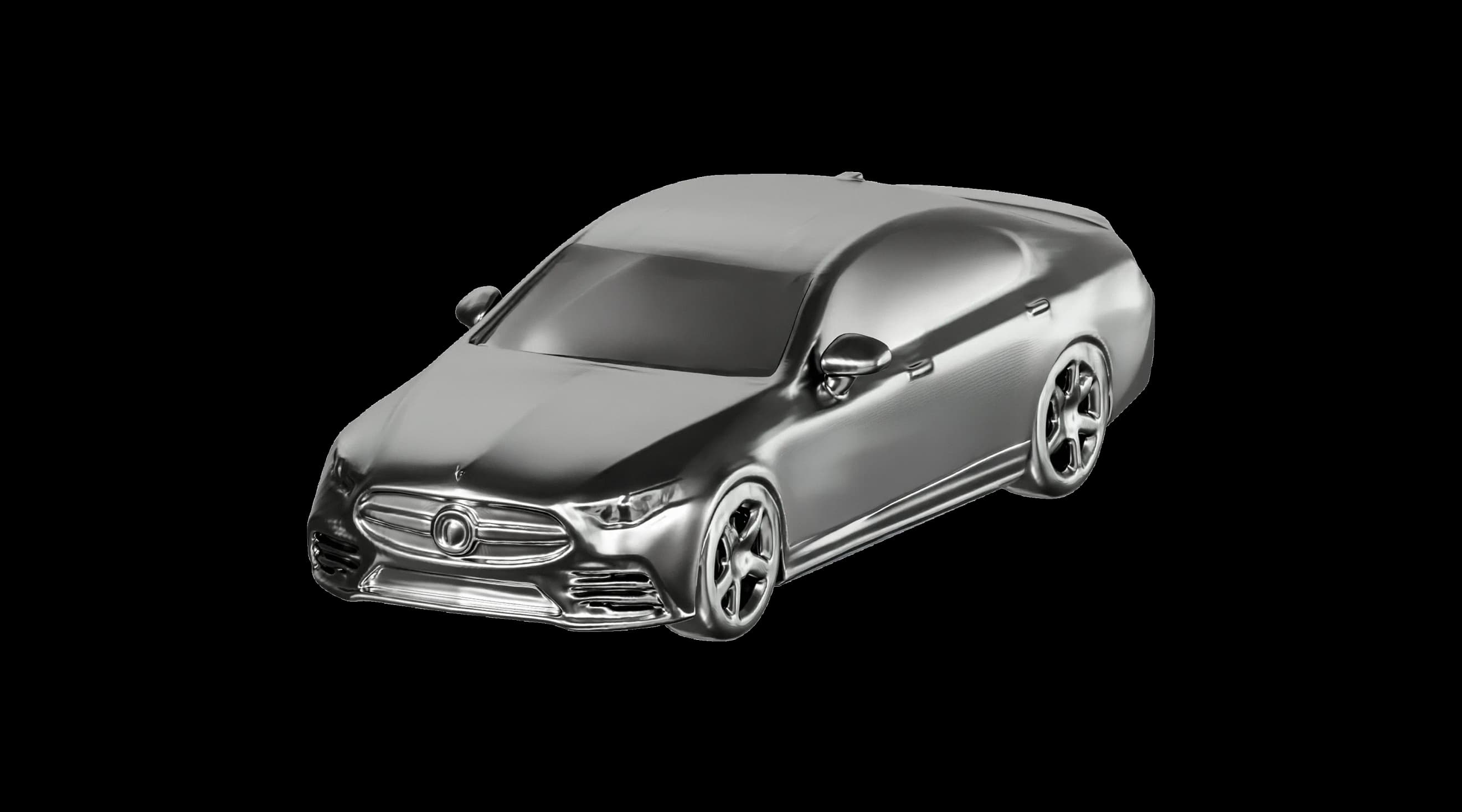 Металізована модель легкового автомобіля з деталізованим корпусом і колесами