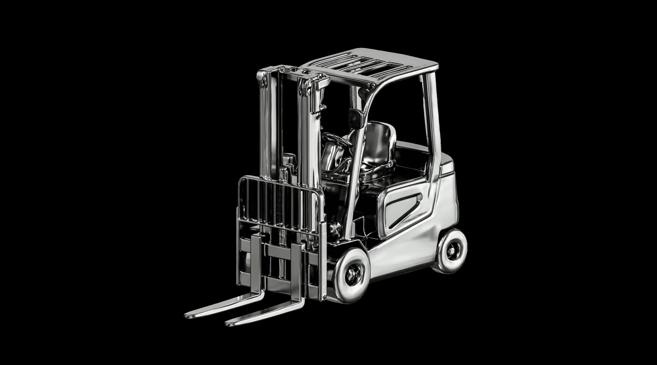 Наванта́жувач із піднятими вилами, зображений у вигляді металевої моделі