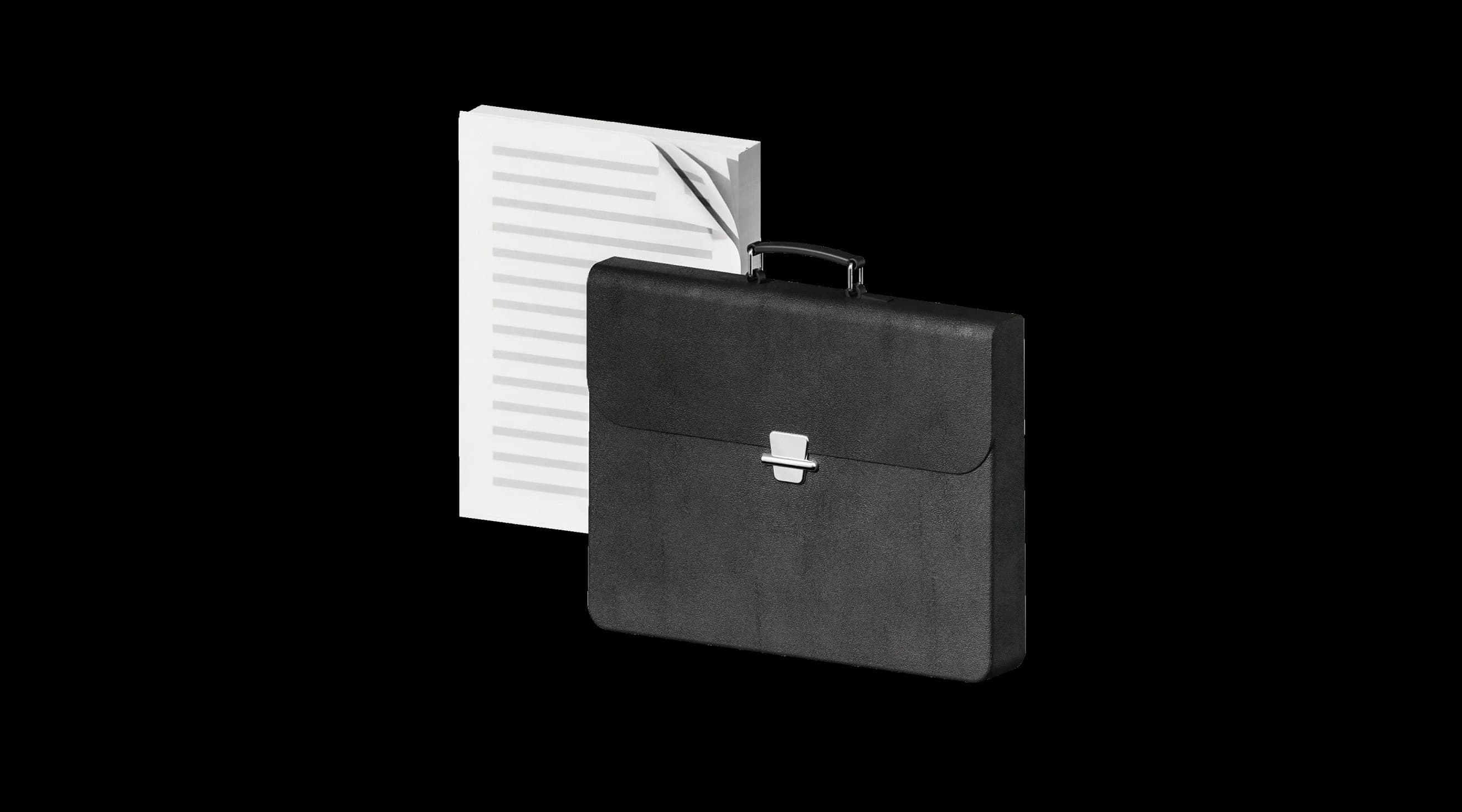 Робочий портфель та документ із закладкою розміщені поруч