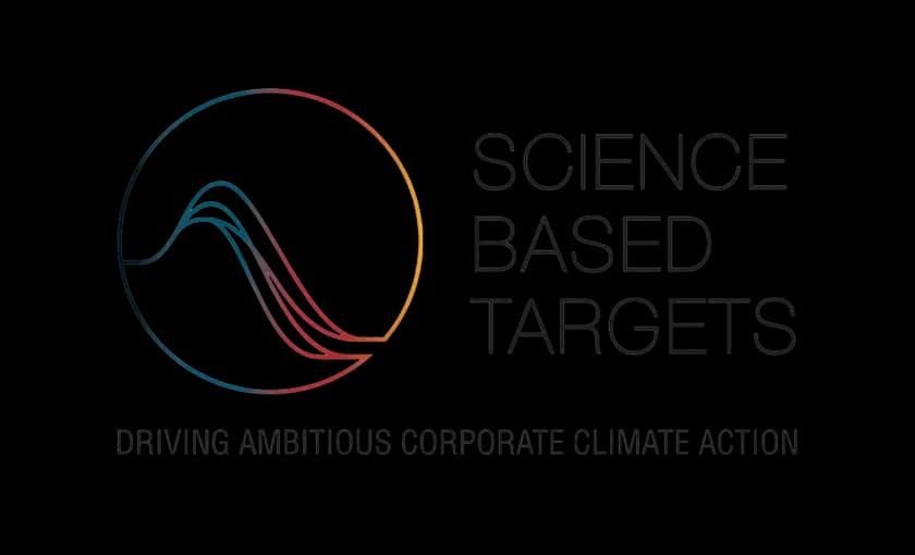Логотип Science Based Targets із стилізованими лініями в колі та написом про корпоративні кліматичні зобов’язання
