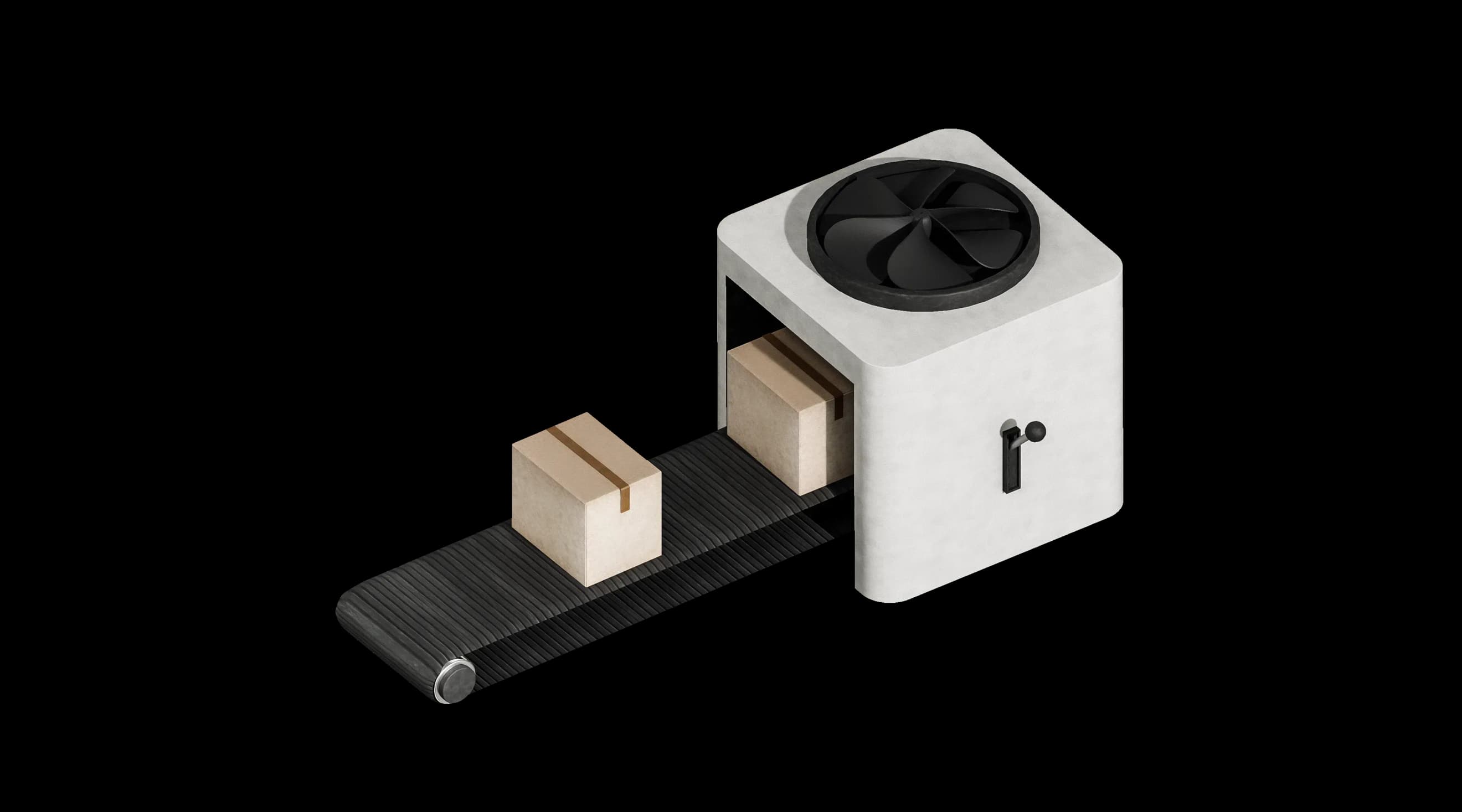 Конвеєр із коробками, що рухаються вздовж лінії Конвеєр із коробками, що рухаються вздовж лінії