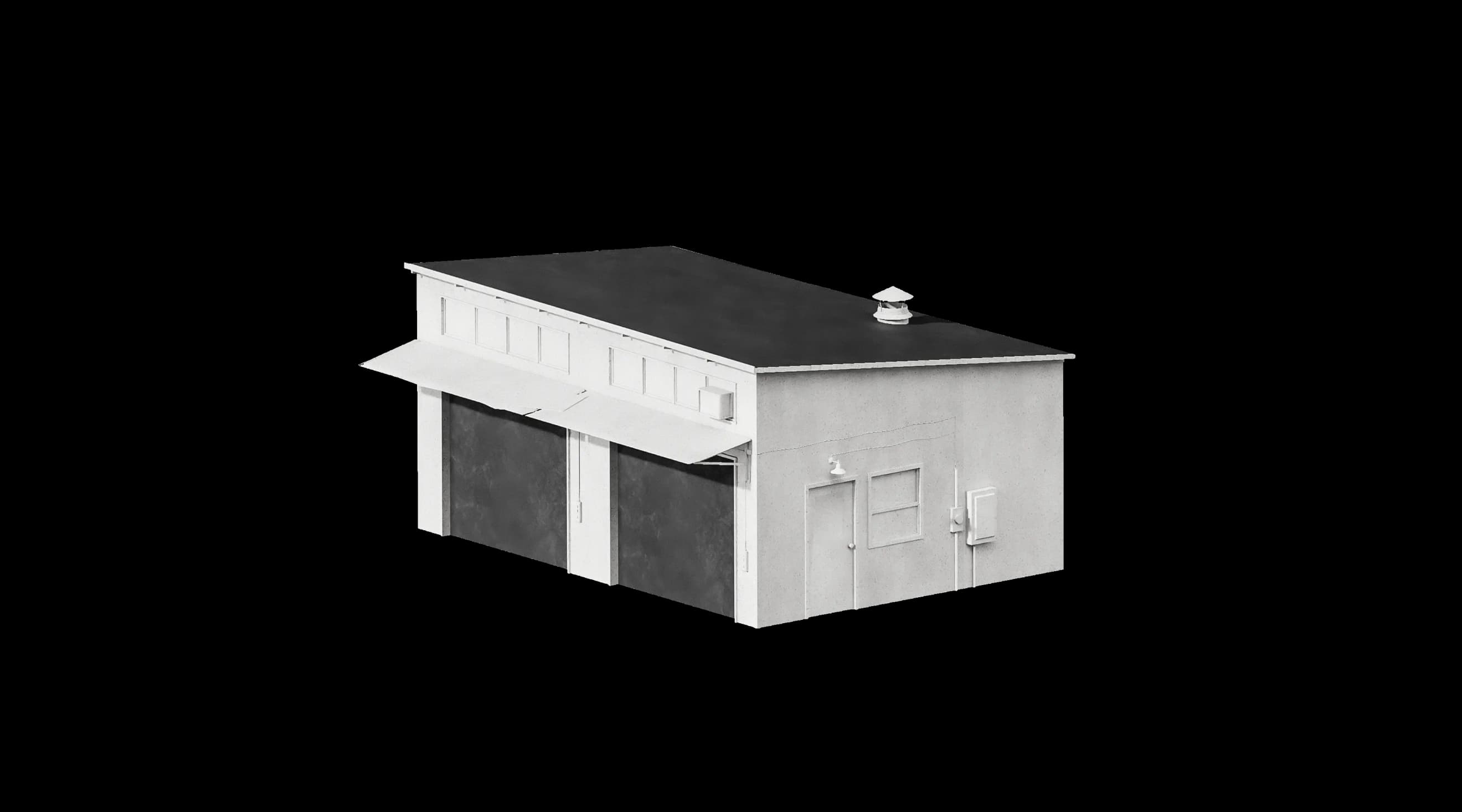 Невеликий складський ангар із закритими воротами Невеликий складський ангар із закритими воротами