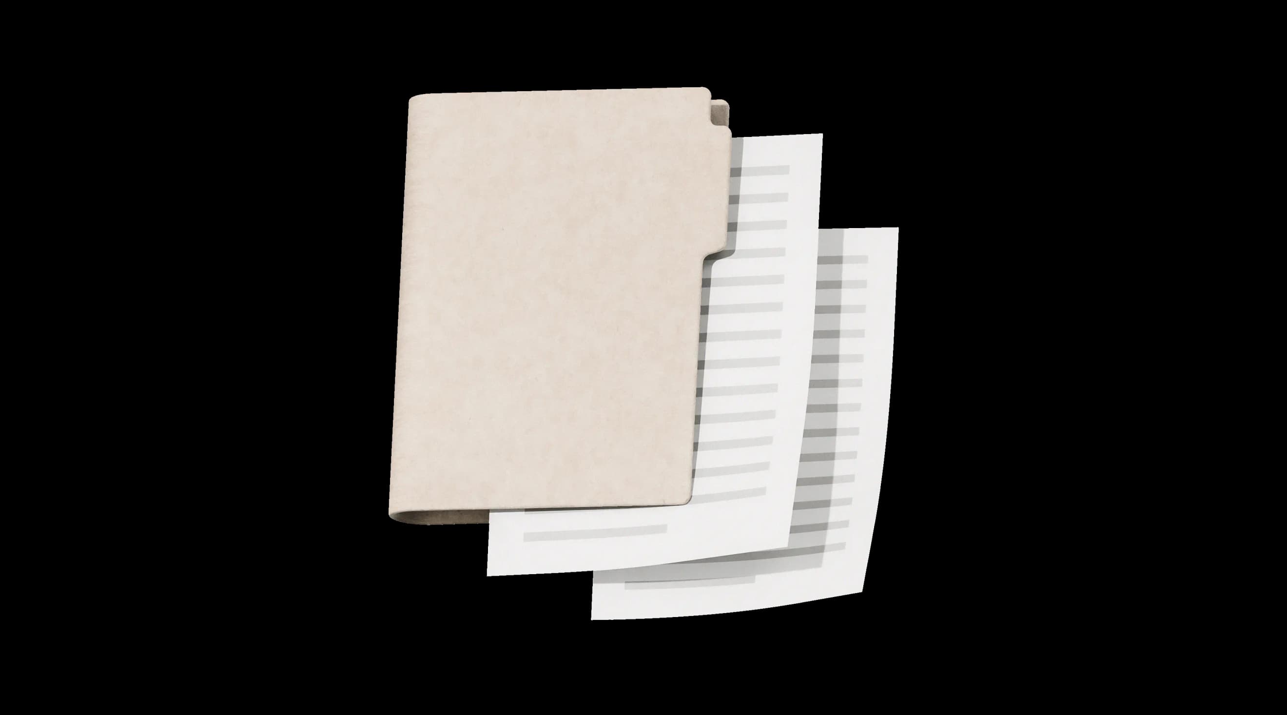 Папка та кілька паперових аркушів, покладених один на один Папка та кілька паперових аркушів, покладених один на один